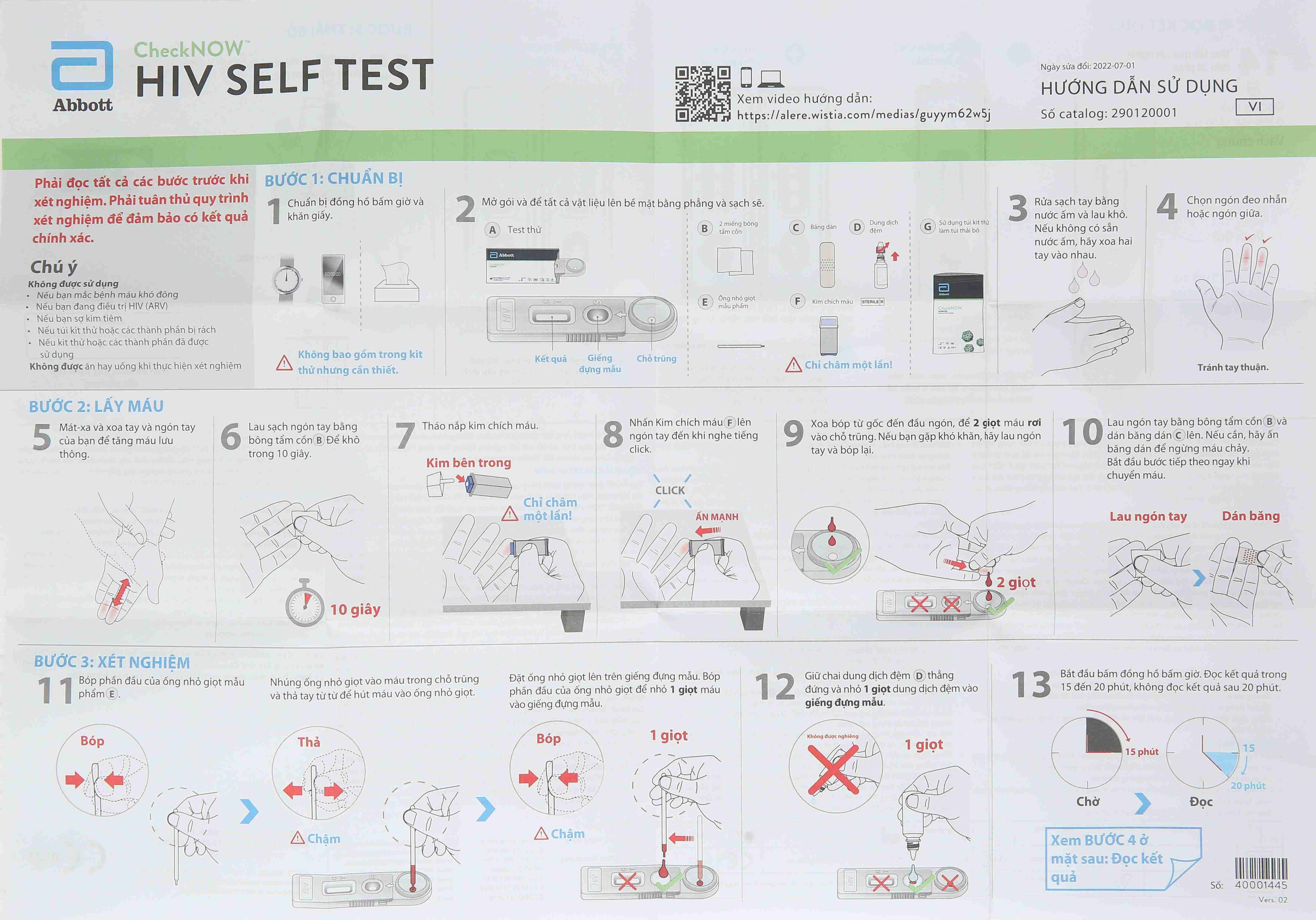 Bộ xét nghiệm HIV Abbott CheckNOW túi 1 bộ - 11